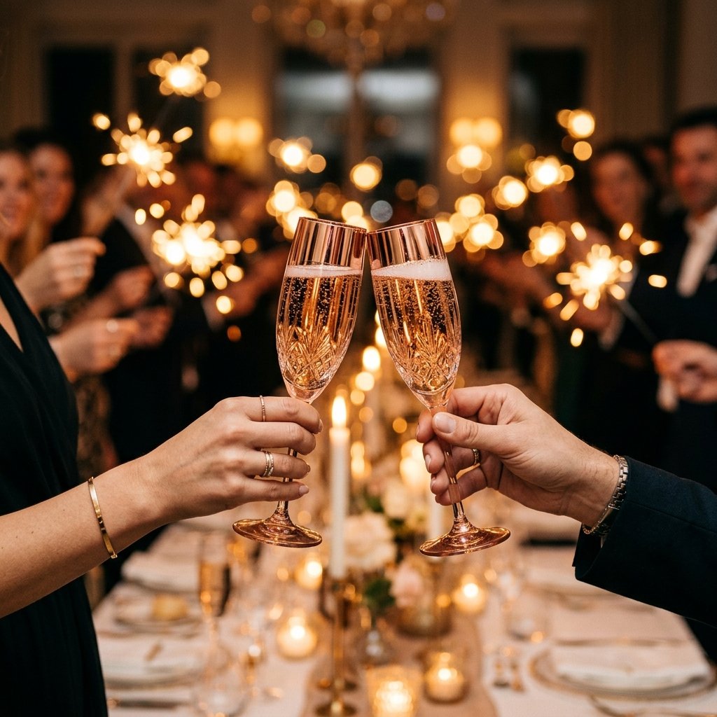 Brindis con copas de champaña